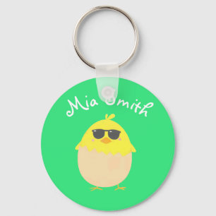 Cool Chick funky Easter yellow chick Keychain