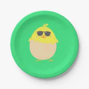 Cool Chick funky Easter yellow chick Paper Plates