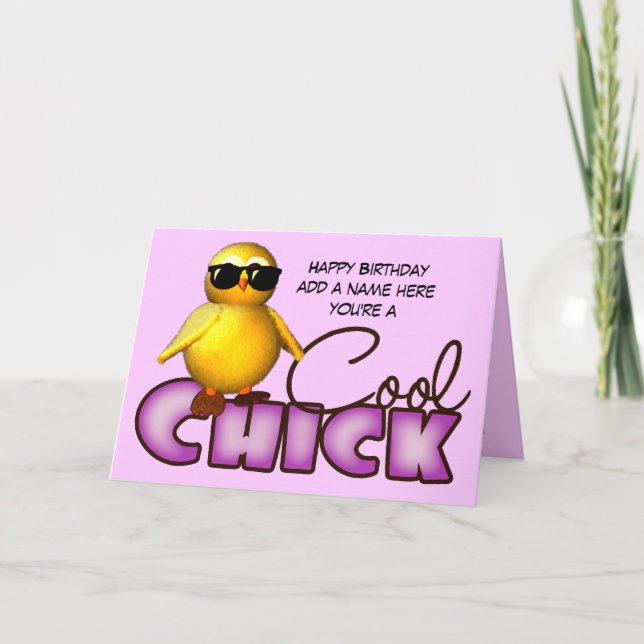 Cool Chick Personalized Greetings Cards (Front)