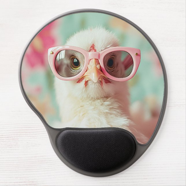 Cool Chick with Pink Glasses Spring Gel Mouse Pad (Front)