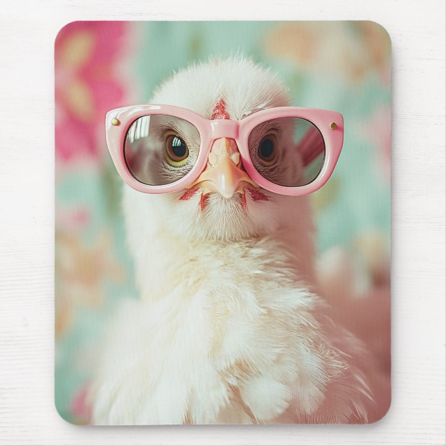 Cool Chick with Pink Glasses Spring Mouse Pad (Front)