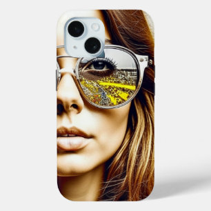Cool Chick with Reflection of a Musical Festival iPhone 15 Case