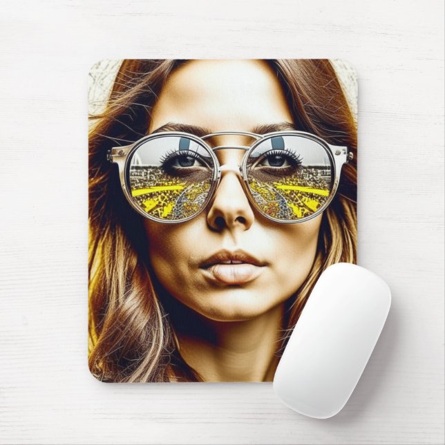 Cool Chick with Reflection of a Musical Festival  Mouse Pad (With Mouse)
