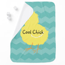 Cool Chick Yellow Chick Chevron Baby Girl Receiving Blanket