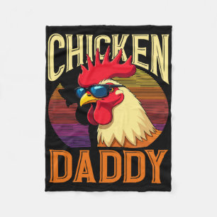 Cool Chicken Daddy Rooster Retro Sungles Farming D Fleece Blanket