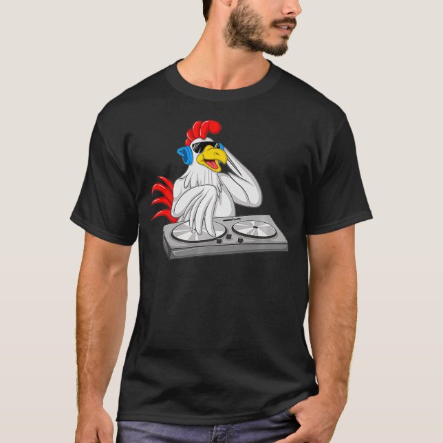 Cool Chicken DJ  Funny Party Animal Music Mixer T-Shirt (Front)