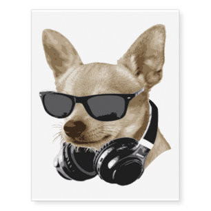 Cool Chihuahua Chihuahua Wearing Glasses Temporary Tattoos