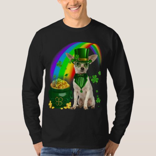 Cool Chihuahua Dog Leprechauns Shamrock Clover Pat T_Shirt