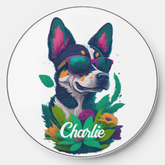 Cool Chihuahua in sunglasses floral Wireless Charger