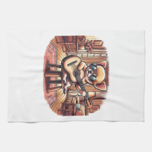 Cool Chihuahua Plays Classical Guitar Kitchen Towel