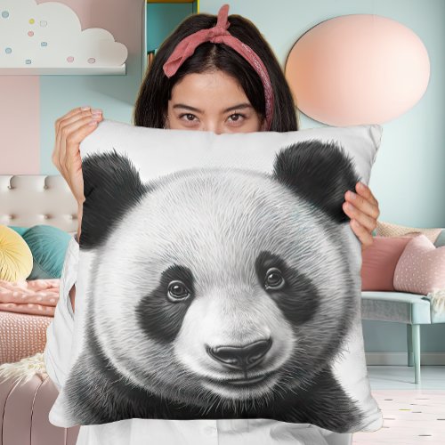 Cool Childrens Cute Panda Bear Design Throw Pillow