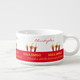 Cool Chili Peppers Hola Amigo Funny Customizable Bowl