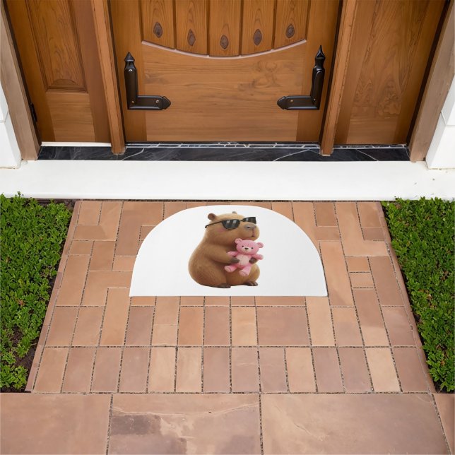 Cool Chill Capybara Half-Moon Welcome  Doormat (Outdoor)