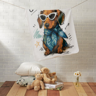 Cool Chill Mood Dachshund with Sunglasses Baby Blanket