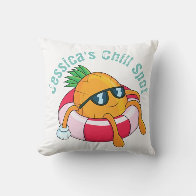 Cool Chill Pineapple Outdoor Pillow (Front)