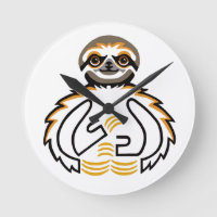 Cool chill SLOTH- Conservation -round clock