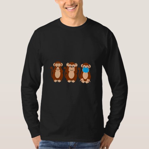 Cool Chimpanzee Monkey Face Mask Virus    T_Shirt