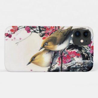 Cool chinese beautiful brown bird red cherry tree Case-Mate iPhone case