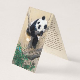 Cool chinese cute fluffy panda bear tree bamboo business card