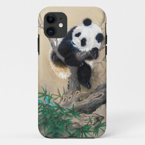 Cool chinese cute sweet fluffy panda bear tree art iPhone 11 case