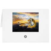 Cool chinese fluffy tiger rest sunset meadow art cards (Back Horizontal)