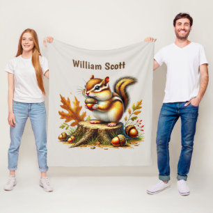 Cool chipmunk lovers add name  fleece blanket