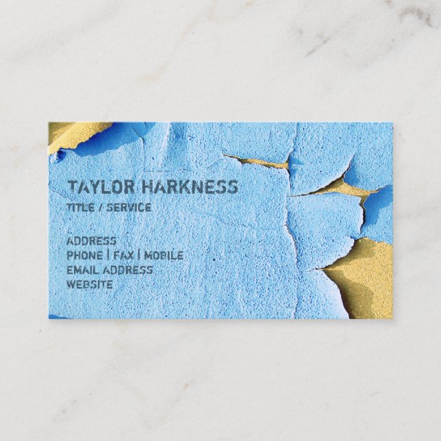 Cool Chipped Paint Peeling Cracked Blue Sand Business Card (Front)