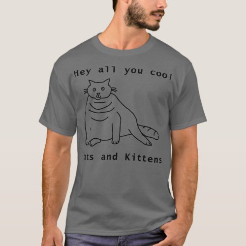 Cool Chonk Cat Line Drawing T_Shirt