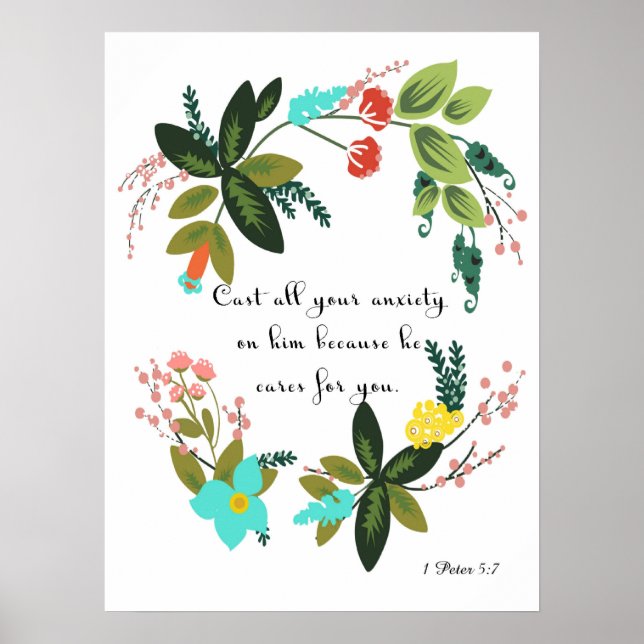 Cool Christian Art - 1 Peter 5:7 Poster (Front)