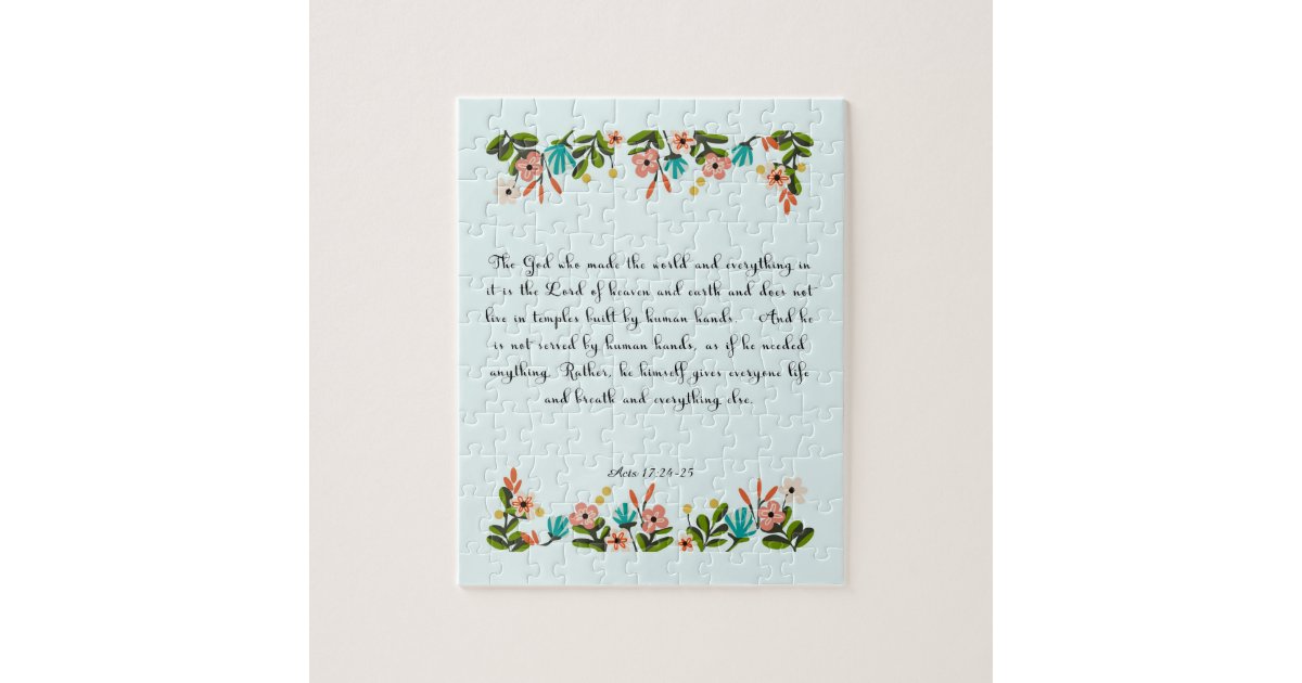 Cool Christian Art Acts 17 24 25 Jigsaw Puzzle Zazzle