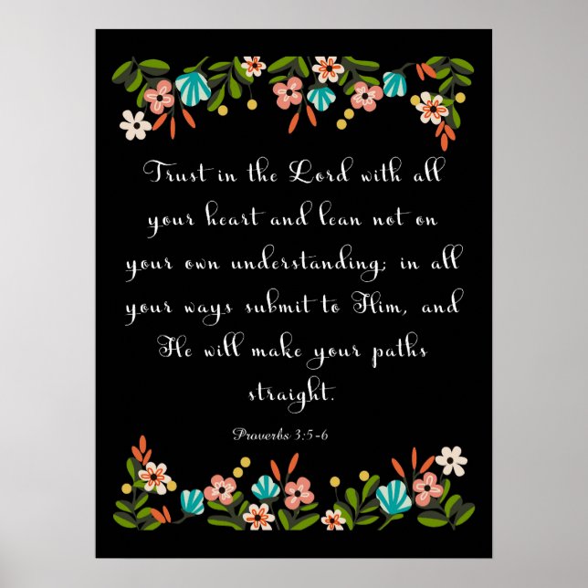 Cool Christian Art - Proverbs 3:5-6 Poster (Front)
