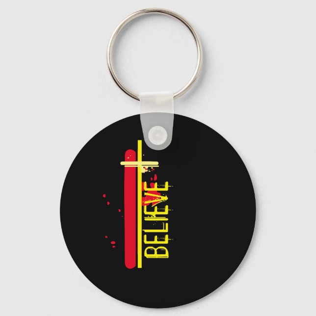 Cool Christian Believe Jesus Christ Faith Keychain (Front)