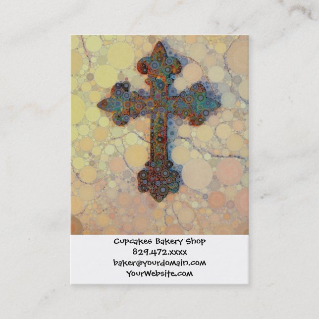 Cool Christian Cross Circle Mosaic Pattern Business Card (Front)