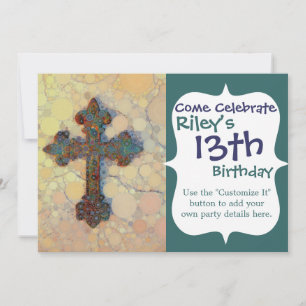 Cool Christian Cross Circle Mosaic Pattern Invitation