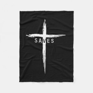 Cool Christian Cross Jesus Saves Men Women Graphic Fleece Blanket