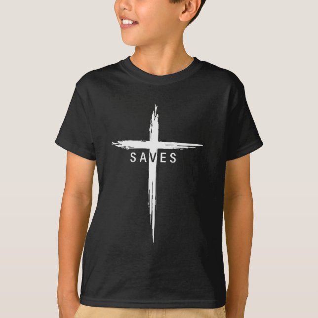 Cool Christian Cross Jesus Saves Men Women Graphic T-Shirt (Front)