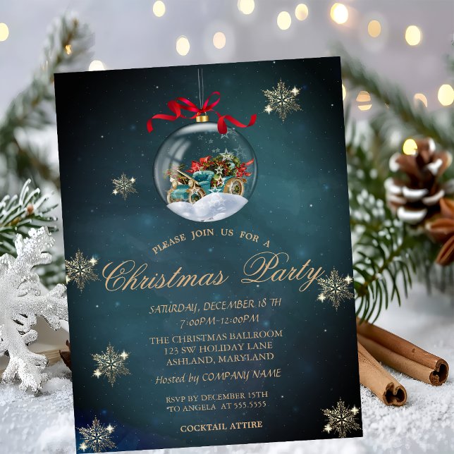 Cool Christmas Balls, Snowflakes Company Party  Invitation (Creator Uploaded)