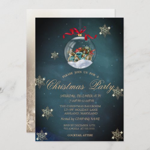 Cool Christmas Balls Snowflakes Company Party  Invitation
