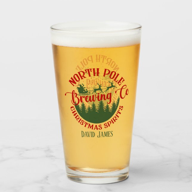cool Christmas Brewery add name beer Glass (Front Filled)