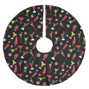 Cool Christmas Cocktails Brushed Polyester Tree Skirt