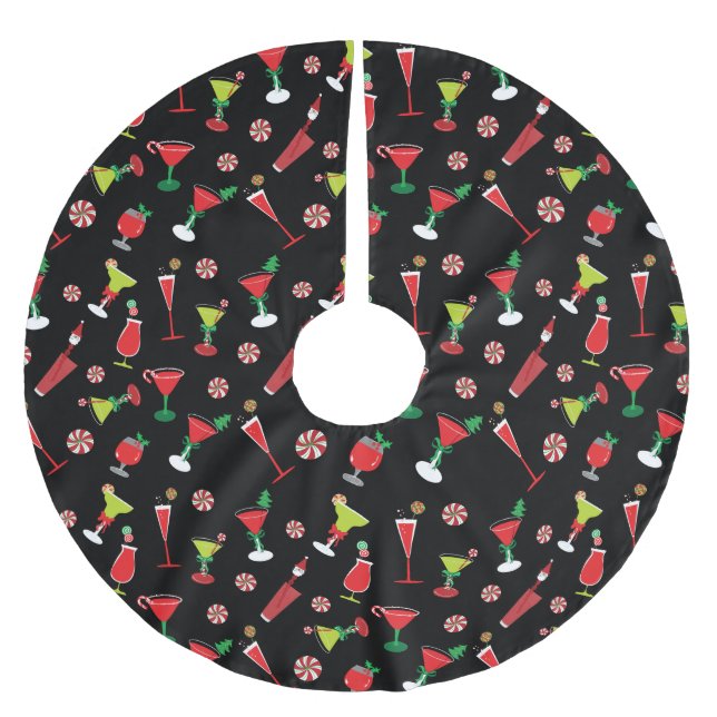 Cool Christmas Cocktails Brushed Polyester Tree Skirt (Front)