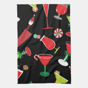 Cool Christmas Cocktails Kitchen Towel