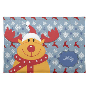Cool Christmas Deer  Cloth Placemat