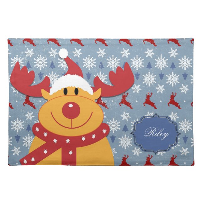 Cool Christmas Deer  Cloth Placemat (Front)