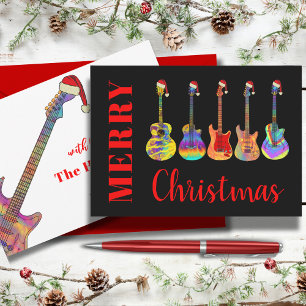 Cool Christmas Guitar Santas Holiday Card