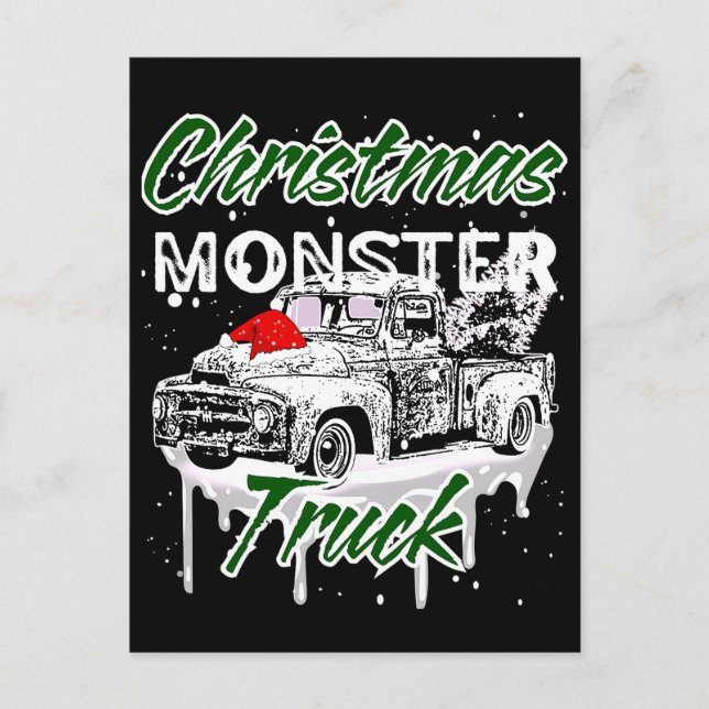 Cool Christmas Monster Truck Postcard (Front)