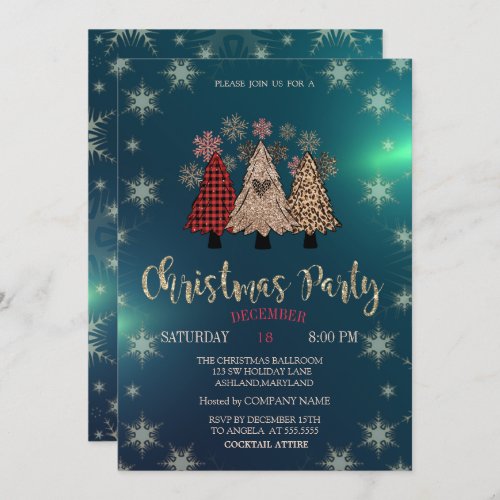 Cool Christmas Pine TreesGreen Company Party  Invitation