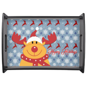 Cool Christmas Reindeer Christmas Serving Tray