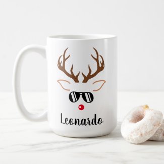 Cool Christmas Reindeer red nose black sunglasses