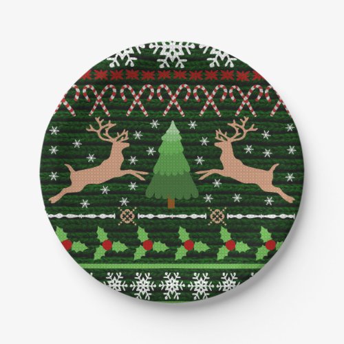 Cool Christmas Sweater Pattern Paper Plates